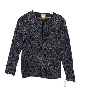 Vintage Kim Rogers Medium Embroidered Cardigan Blazer Grandmacore Sequence Party